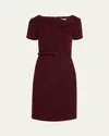 Roland Mouret Asymmetric Twist Short-sleeve Wool Crepe Dress In Red