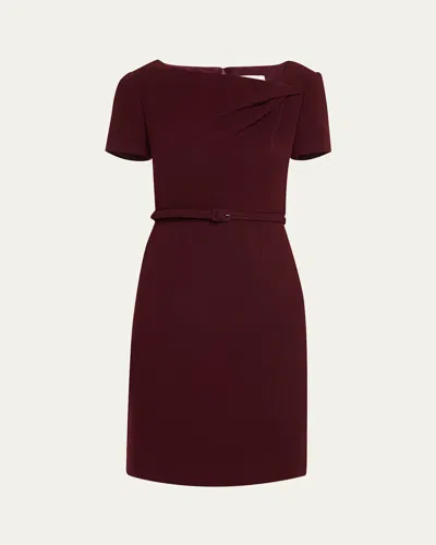Roland Mouret Asymmetric Twist Short-sleeve Wool Crepe Dress In Red