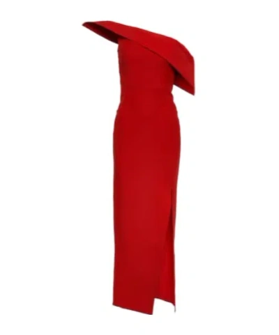 Roland Mouret Asymmetric Wool And Silk Gown In Red