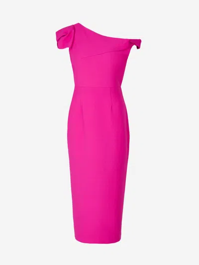Roland Mouret Asymmetric Wool Dress In Pink
