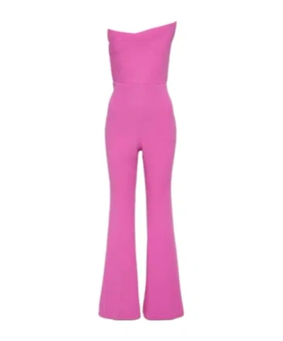 Roland Mouret Asymmetric Wool Jumpsuit In Pink