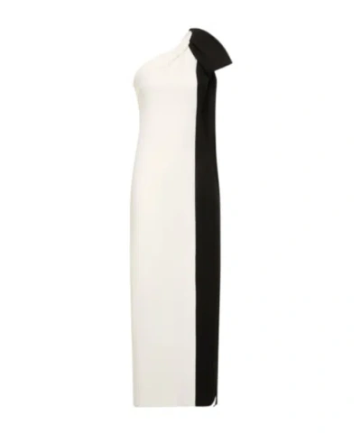 Roland Mouret Asymmetrical Bow Dress In Weiss,schwarz