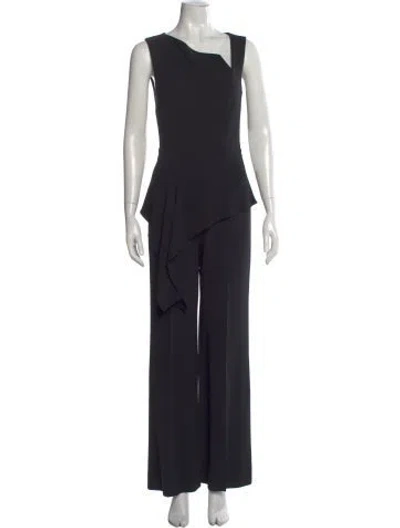Pre-owned Roland Mouret Asymmetrical Jumpsuit In Black