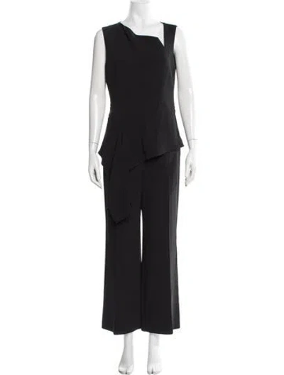 Pre-owned Roland Mouret Asymmetrical Jumpsuit In Black