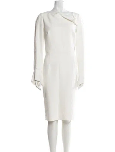 Pre-owned Roland Mouret Asymmetrical Knee-length Dress In White
