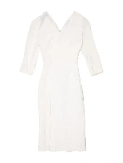 Pre-owned Roland Mouret Asymmetrical Knee-length Dress In White