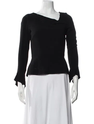 Pre-owned Roland Mouret Asymmetrical Long Sleeve Top In Black
