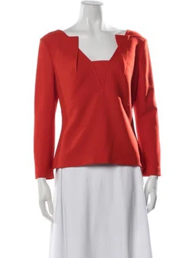 Pre-owned Roland Mouret Asymmetrical Long Sleeve Top In Orange