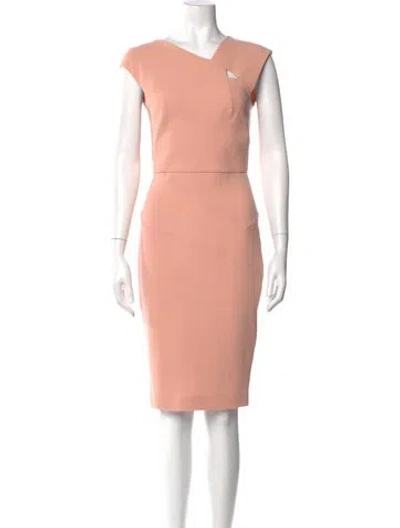 Pre-owned Roland Mouret Asymmetrical Midi Length Dress In Pink