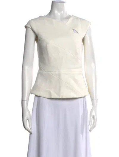 Pre-owned Roland Mouret Asymmetrical Short Sleeve Top In Neutral
