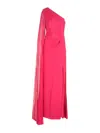 Roland Mouret Asymmetic Silk Chiffon Gown In Pink
