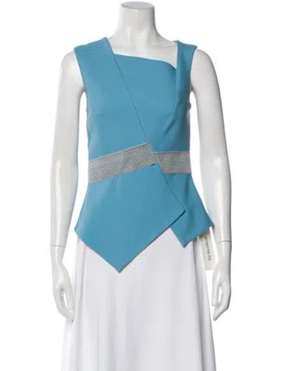 Pre-owned Roland Mouret Asymmetrical Sleeveless Top In Blue
