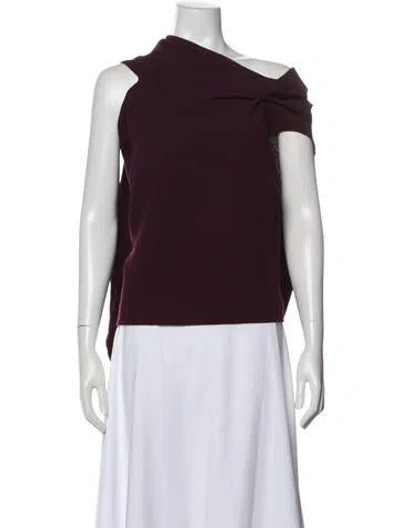 Pre-owned Roland Mouret Asymmetrical Sleeveless Top In Burgundy
