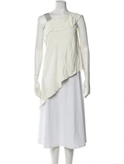 Pre-owned Roland Mouret Asymmetrical Sleeveless Top In White
