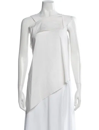 Pre-owned Roland Mouret Asymmetrical Sleeveless Top In White