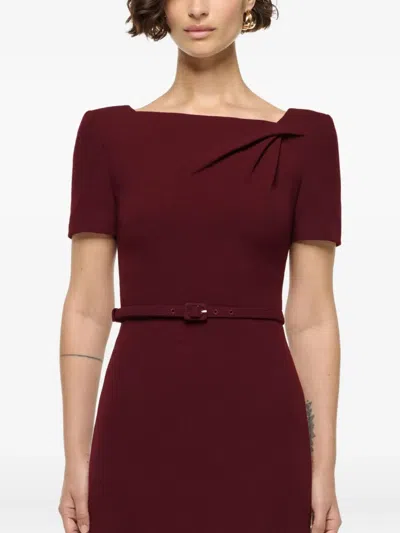 Roland Mouret Asymmetrical Twist Belted Wool Mini Dress In Red