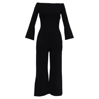 Roland Mouret Bateau Neckline Jumpsuit In Black Viscose