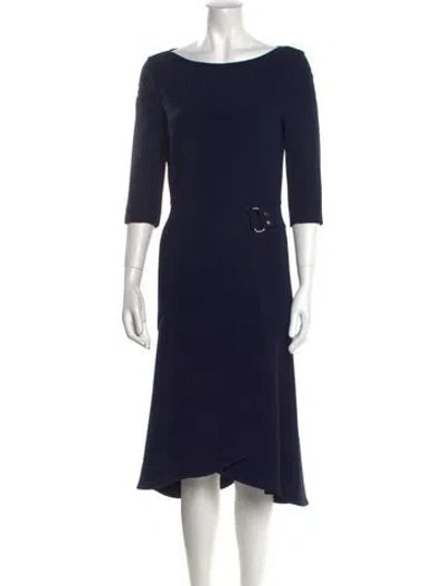Pre-owned Roland Mouret Bateau Neckline Midi Length Dress In Blue