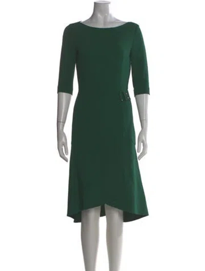 Pre-owned Roland Mouret Bateau Neckline Midi Length Dress In Green