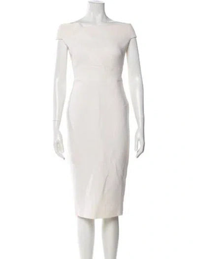 Pre-owned Roland Mouret Bateau Neckline Midi Length Dress In Neutral
