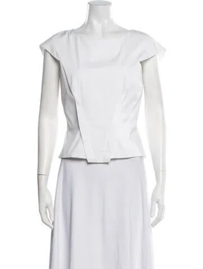 Pre-owned Roland Mouret Bateau Neckline Short Sleeve Top In Neutrals
