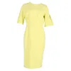 Roland Mouret Bell Sleeve Midi Dress In Yellow Wool In Yellow