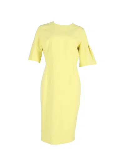 Pre-owned Roland Mouret Bell-sleeve Midi Dress In Yellow