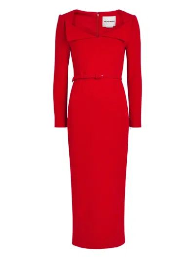 Roland Mouret Belt Square-neck Dress In Red