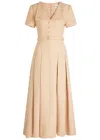 Roland Mouret Womens Dark Cream Collared Pleated Woven Maxi Dress In Neutral
