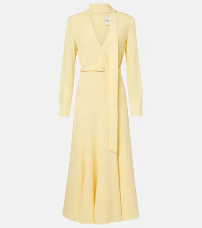 Roland Mouret Belted Cady Midi Dress In Yellow