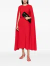 Roland Mouret Belted Cape Maxi Dress In Red
