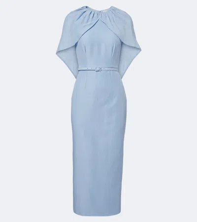 Roland Mouret Belted Caped Midi Dress In Blue
