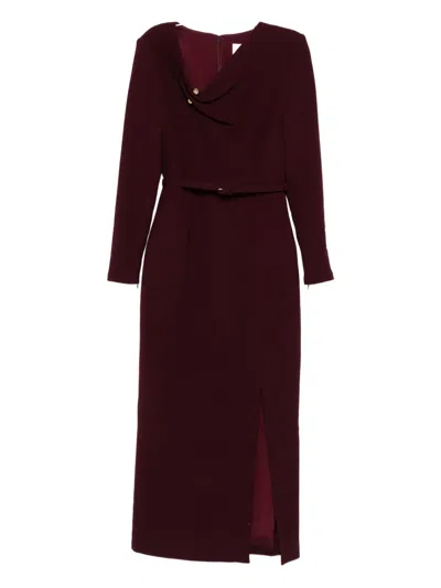 Roland Mouret Belted Cowl-neck Dress In Burgundy