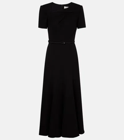 Roland Mouret Belted Crêpe Midi Dress In Black