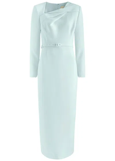 Roland Mouret Belted Crepe Midi Dress In Light Blue