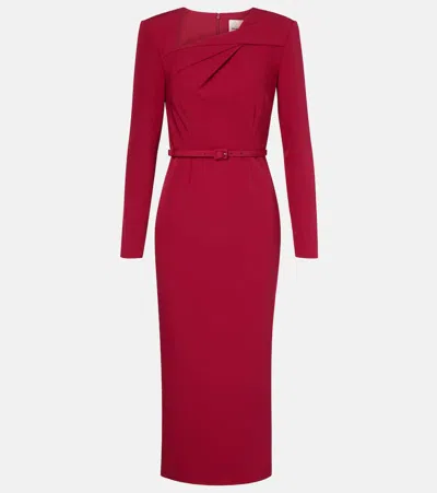 Roland Mouret Belted Crêpe Midi Dress In Red