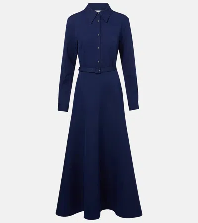 Roland Mouret Belted Crêpe Shirt Dress In Blue