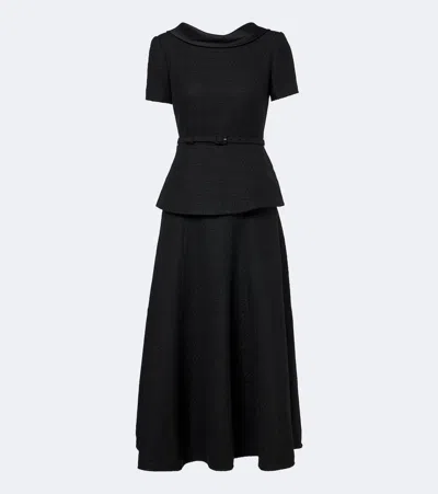 Roland Mouret Belted Peplum Bouclé Cocktail Dress In Black