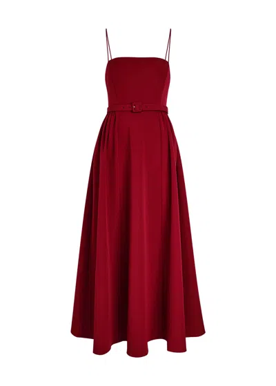 Roland Mouret Belted Stretch-crepe Maxi Dress In Red