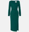Roland Mouret Belted Wool And Silk Midi Dress In Green