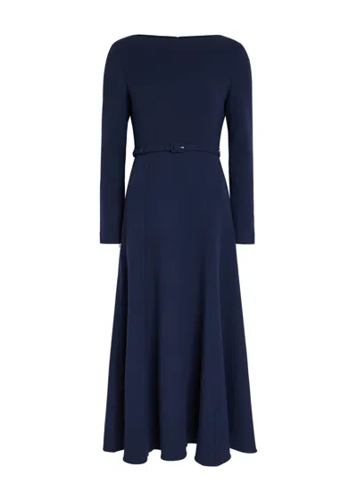 Roland Mouret Belted Wool Midi Dress In Blue