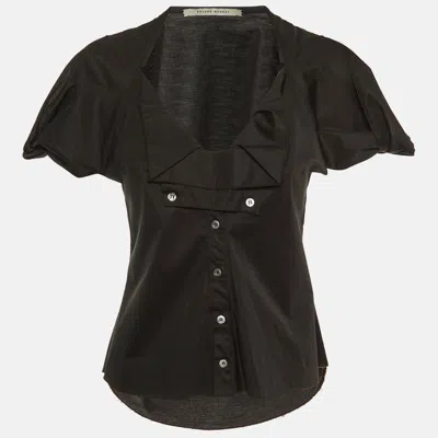 Pre-owned Roland Mouret Black Cotton Button Front Top L