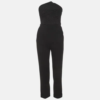 Pre-owned Roland Mouret Black Crepe Strapless Asymmetric Jumpsuit S