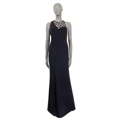 Pre-owned Roland Mouret Black Viscose Embroidered Lace Gown Dress 10 S