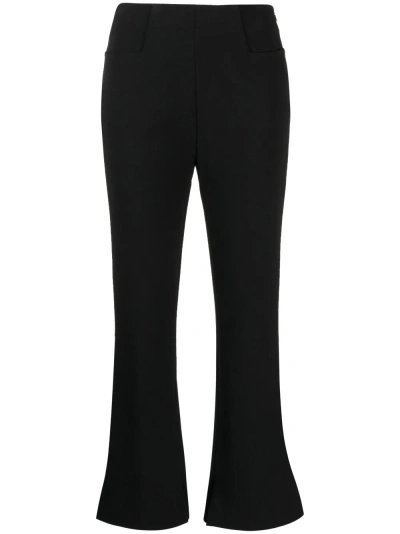 Roland Mouret Black Zipped Cropped Flared Trousers
