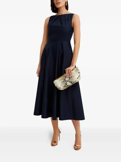 Roland Mouret Boat-neck Midi Dress In Blue
