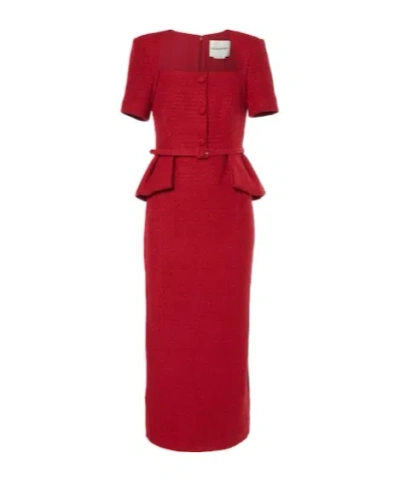 Roland Mouret Boucle Midi Dress In Red