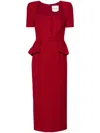 Roland Mouret Bouclé Midi Dress In Red