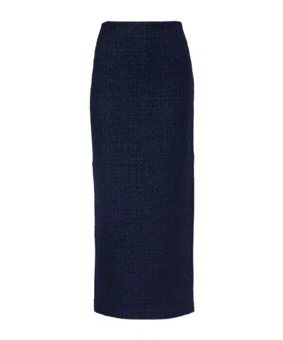 Roland Mouret Bouclé Midi Skirt In Blue
