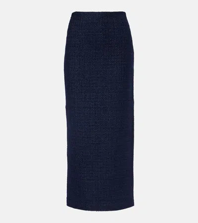 Roland Mouret Bouclé Midi Skirt In Blue